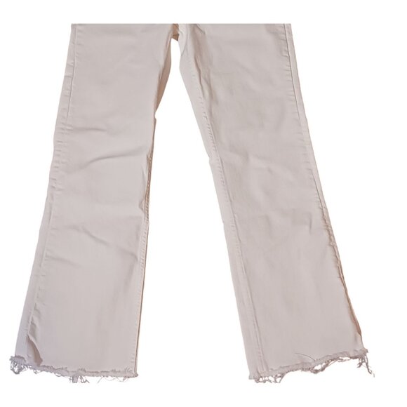 Zara Womens White High-Rise Cropped Flare Raw Hem Jeans Size 4 Denim - Picture 4 of 9